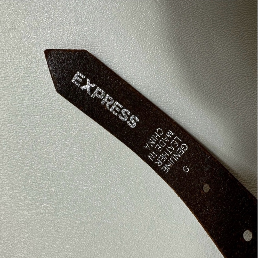 Express Brown Leather Woven Chain Style Belt - Picture 10 of 13